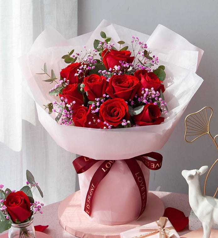 Pink Baby Red Rose Bouquet