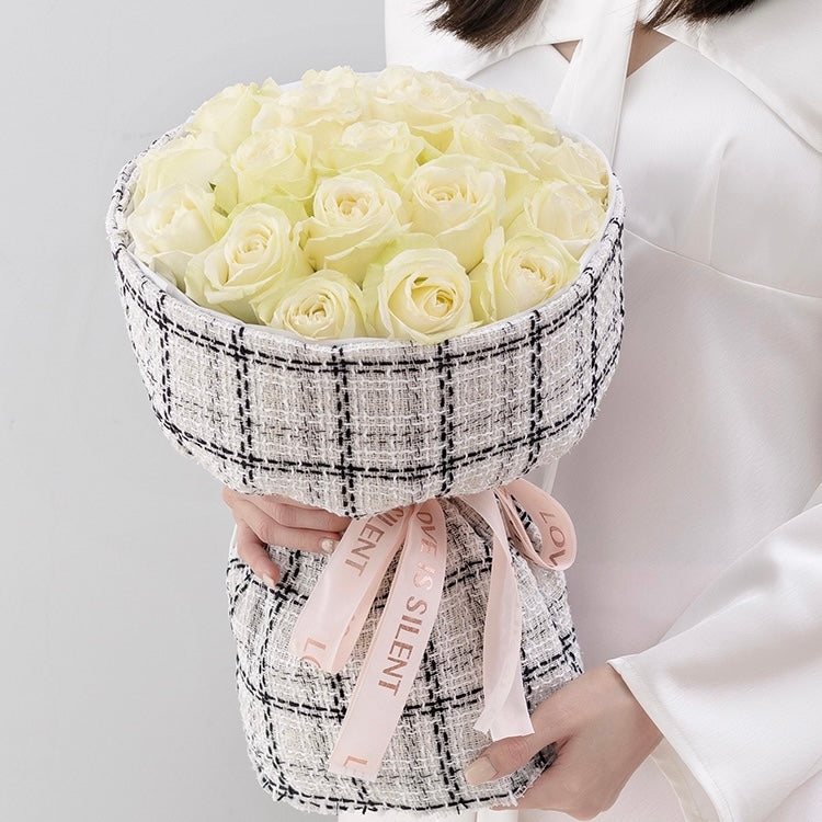 Chanel Style White Rose Bouquet