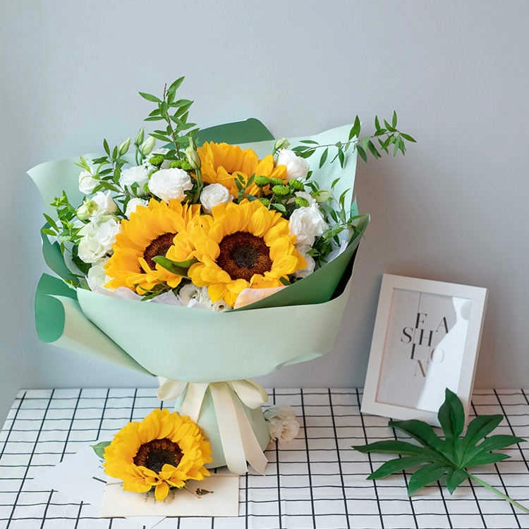 Sunflower Eustoma Green Bouquet