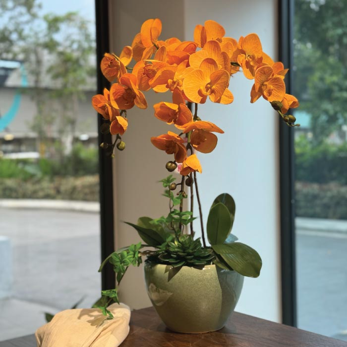 Artificial Orchid Arrangement in Vase 3