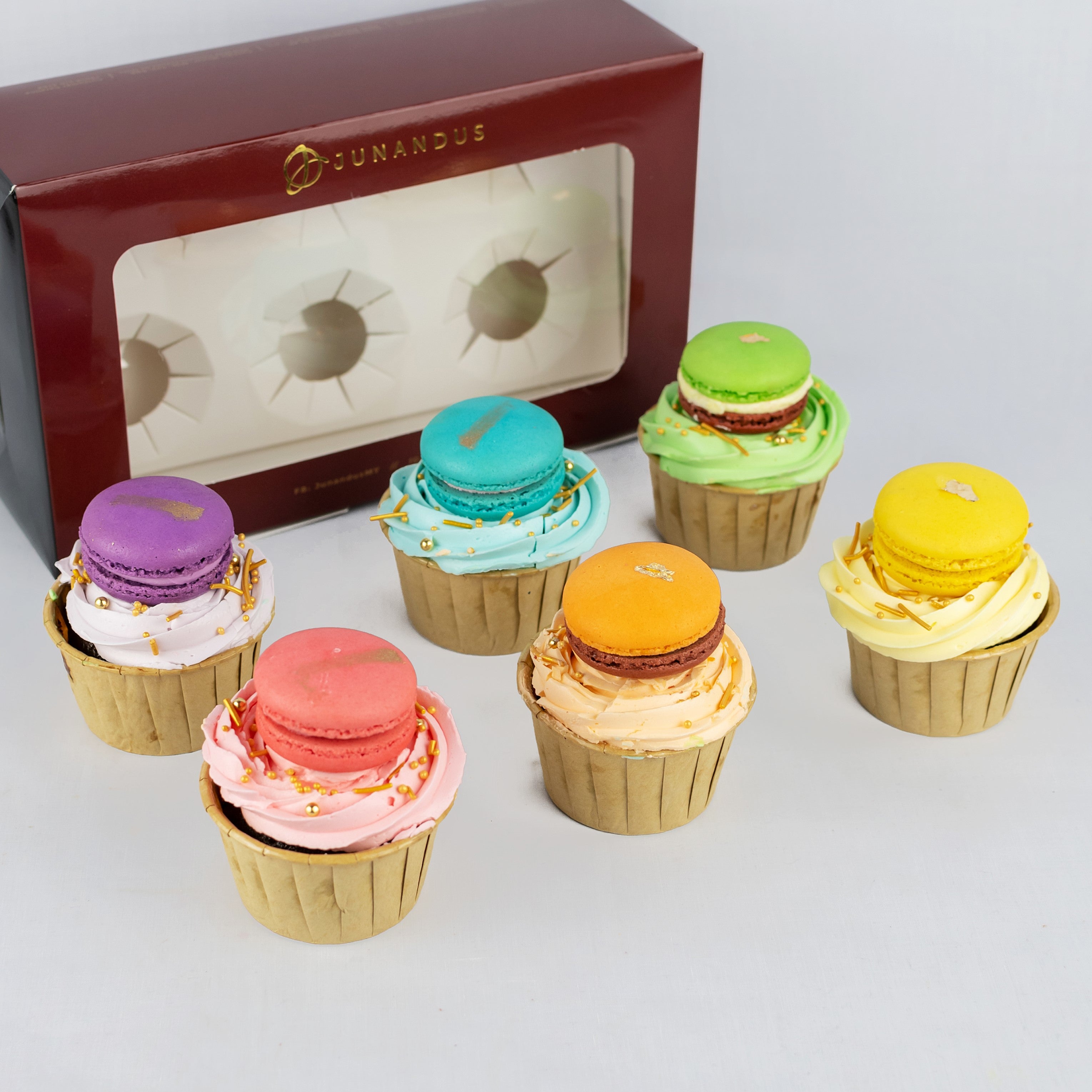 Rainbow Macarons Cupcakes