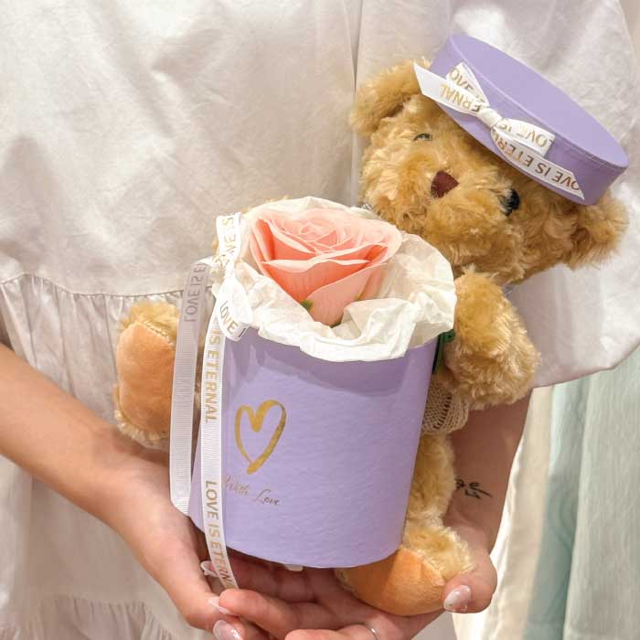 Soap Teddy Purple Flower Box
