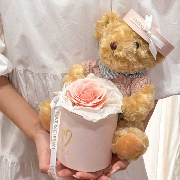 Soap Teddy Pink Flower Box