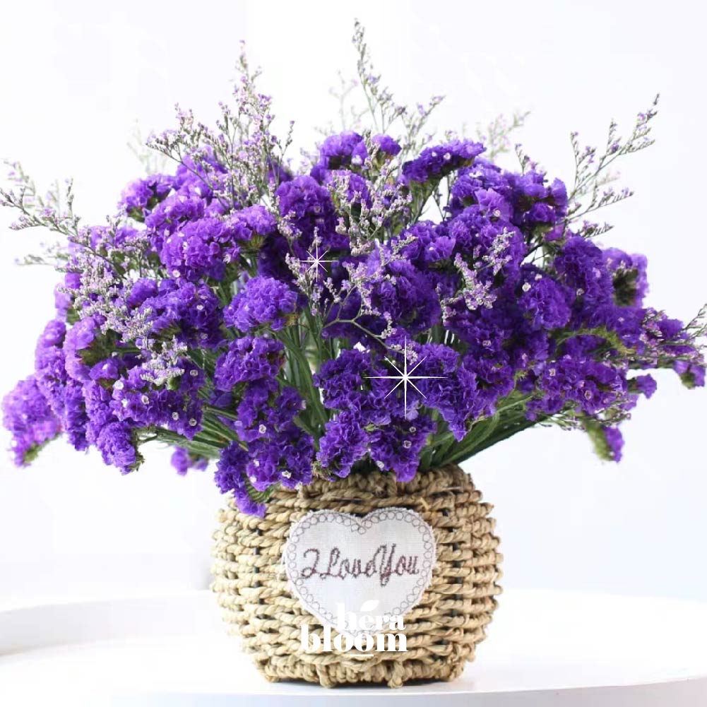Dried Purple Caspia Statice in Basket - Hera Bloom